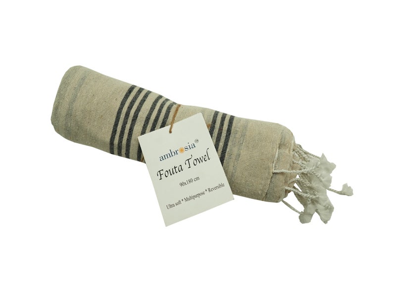 Ambrosia منشفة شاطئ وبيكيني تركية/فوتا 90x180 سم من بولي قطن رمادي - Image 3